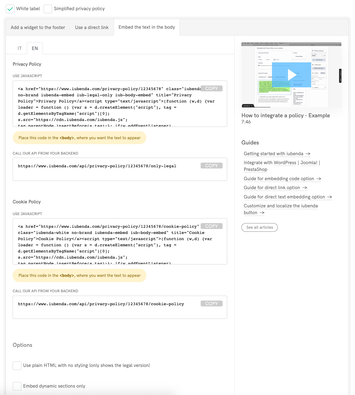 Privacy policy - Direct Text Embedding