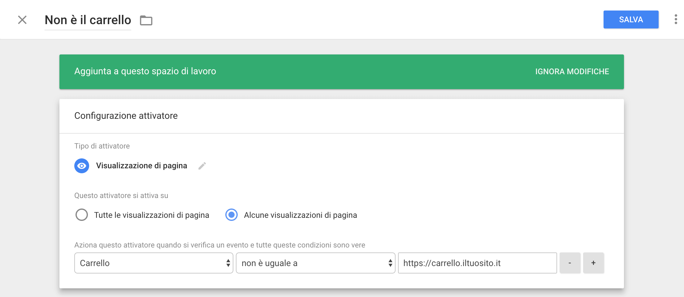 Google Tag Manager - Configurazione attivatore