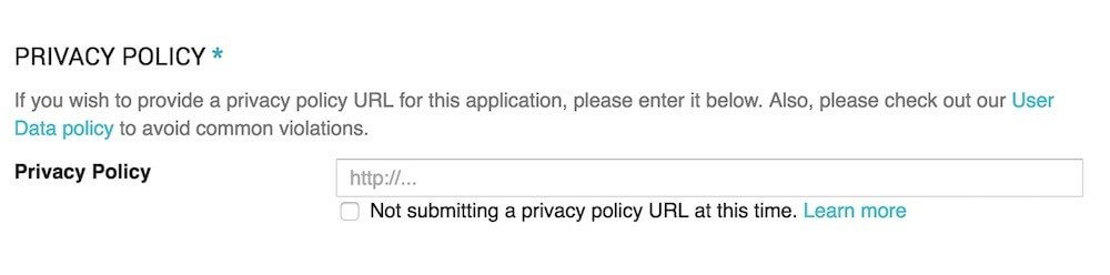 Adresse de la politique de confidentialité sur Google Play Console