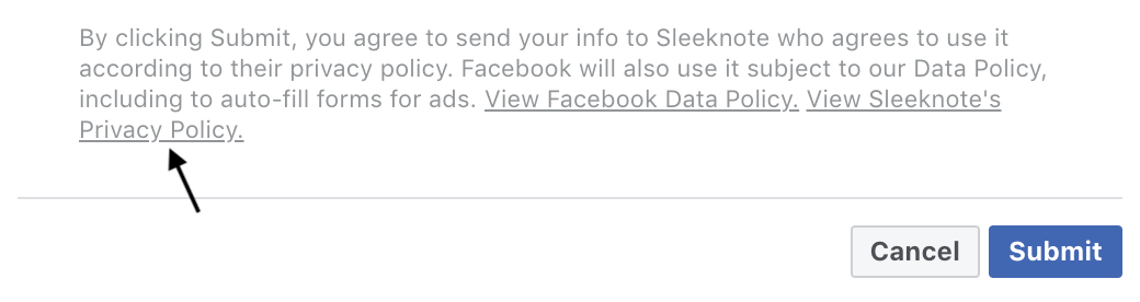 Facebook Lead Ad - Privacy Policy