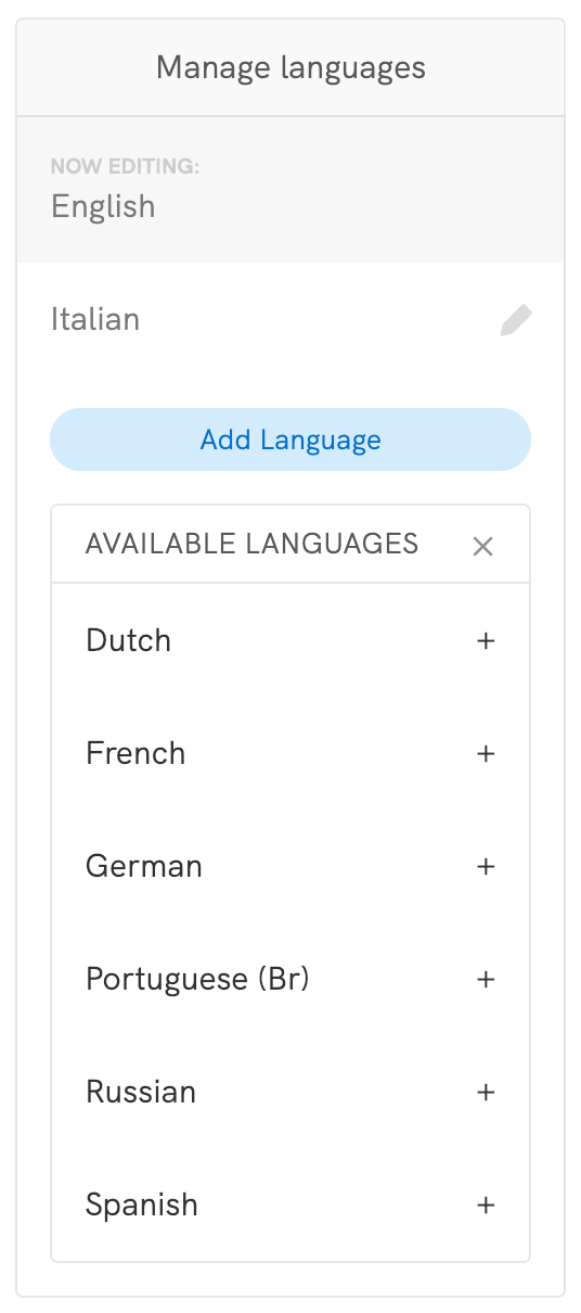 Add a language to a previously generated document