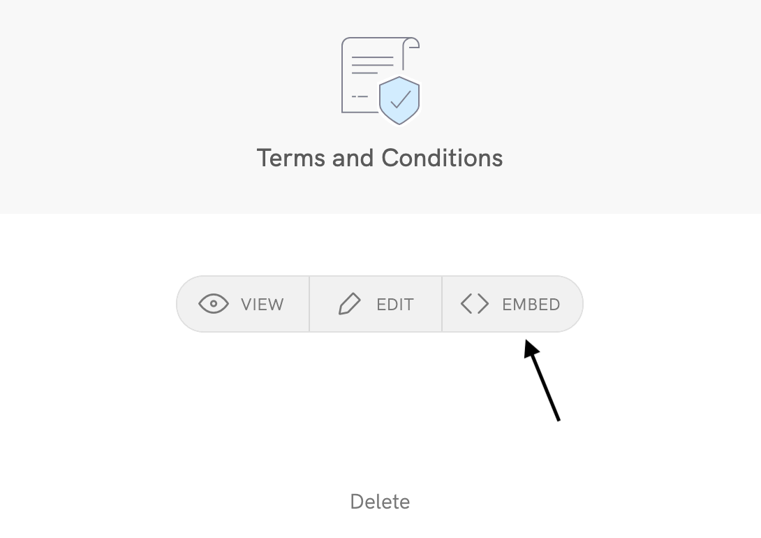 Terms and Conditions - Embed button