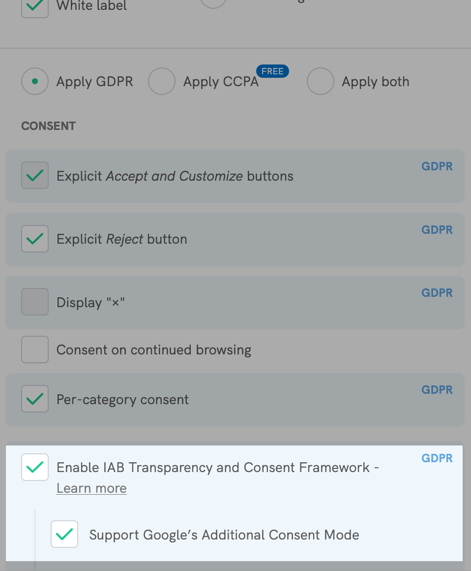 Enable IAB Transparency and Consent Framework v2.0