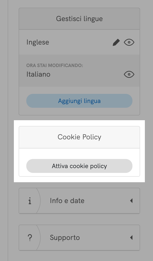 iubenda - Attiva cookie policy