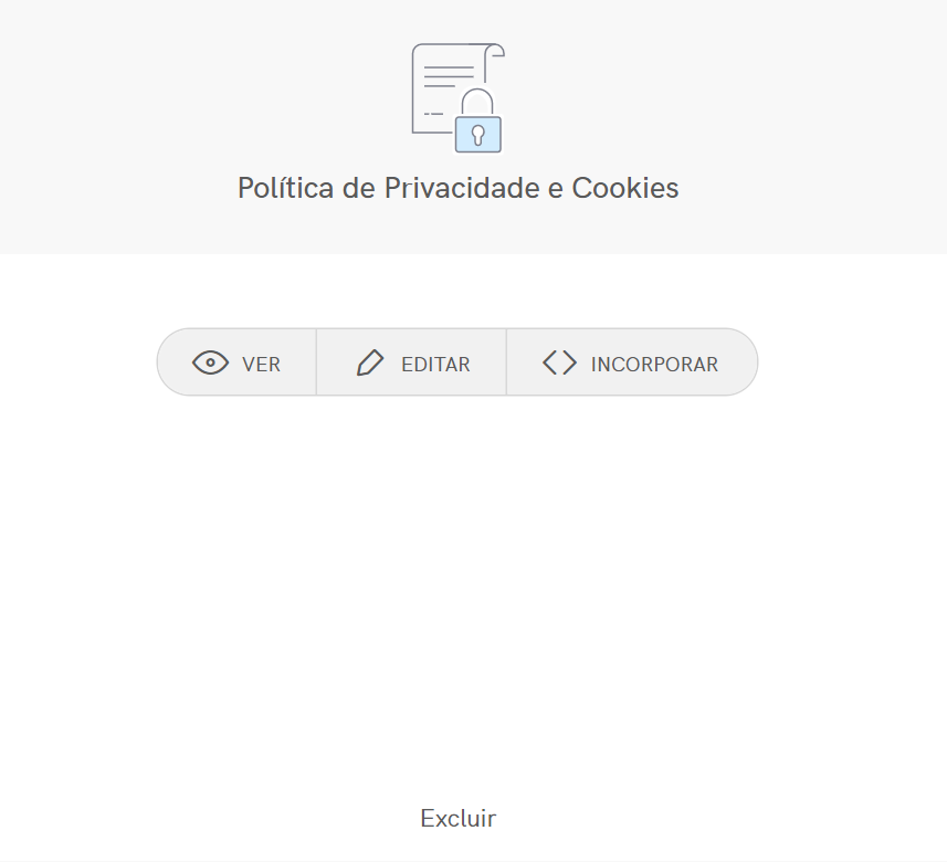 Botão de integrar para o Gerador de Política de Privacidade e Cookies