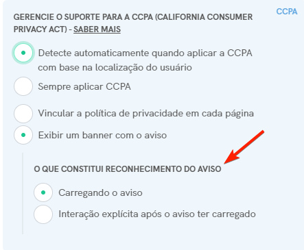 Cookie Solution para a CCPA - no que consiste a confirmação da notificação