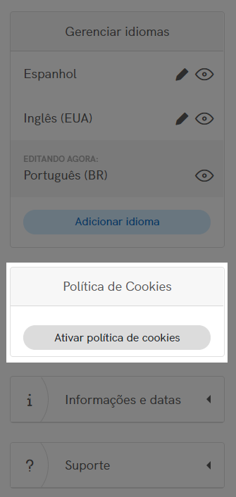 Ativar Política de Cookies