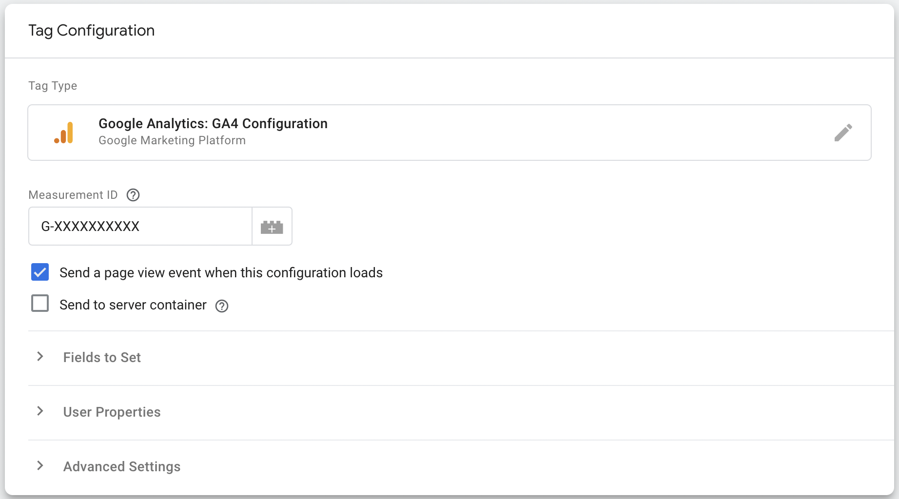 Google Analytics GA4 Configuration measurement ID