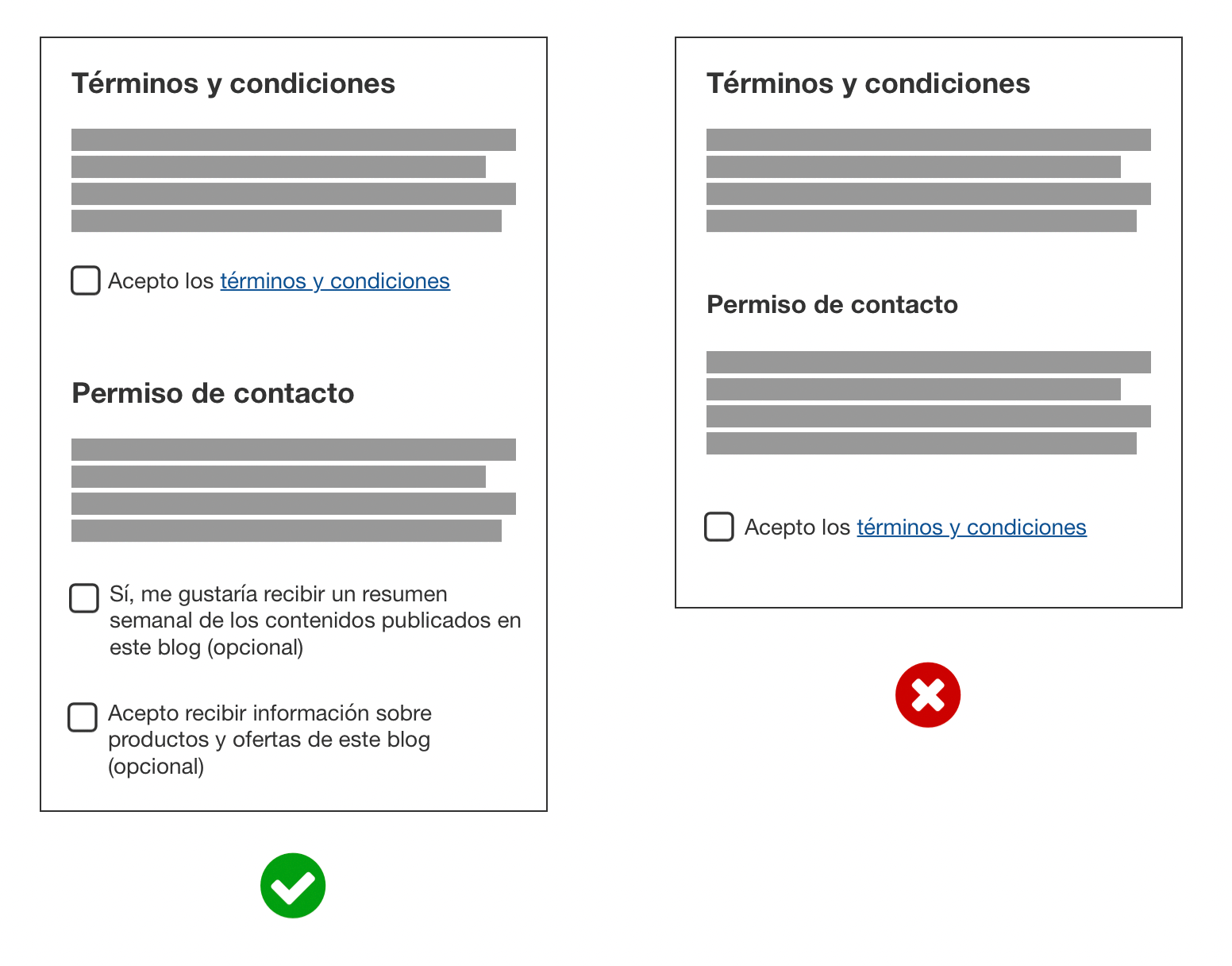Ejemplo de formulario de consentimiento conforme al RGPD: consentimientos múltiples