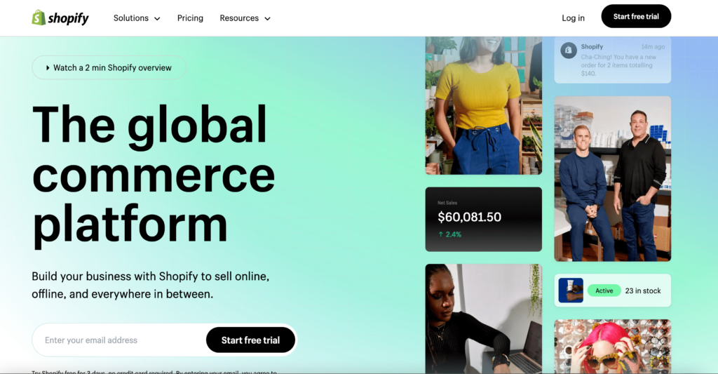 shopify - best ecommerce platforms for startups