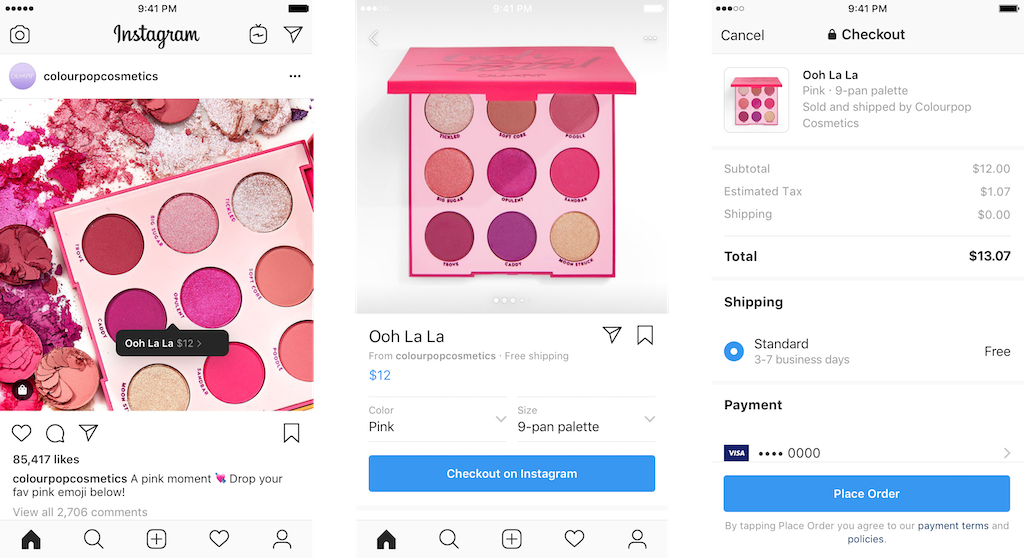 types of instagram ads: shopping ads