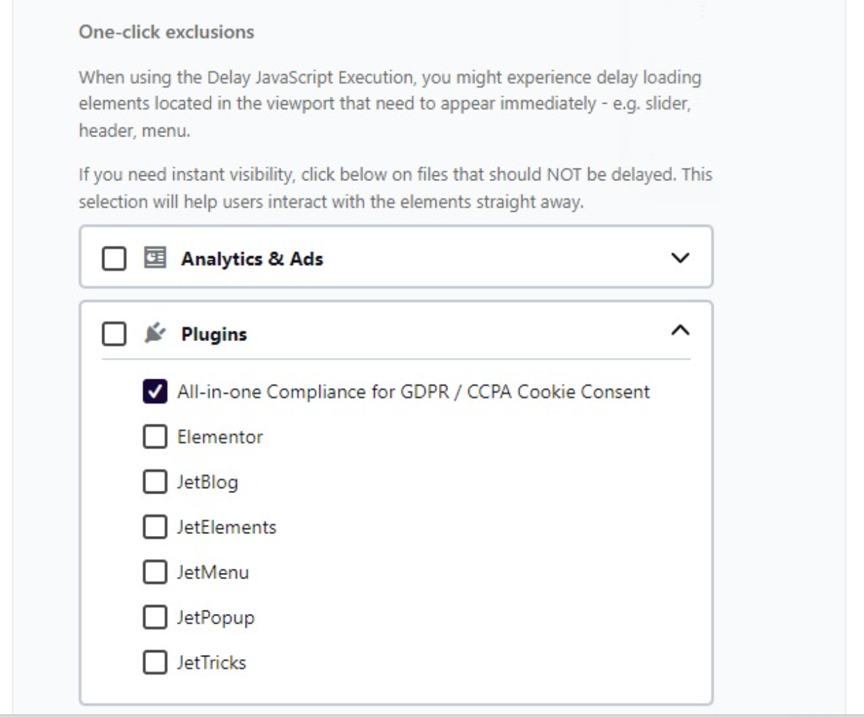 exclude plugin one click