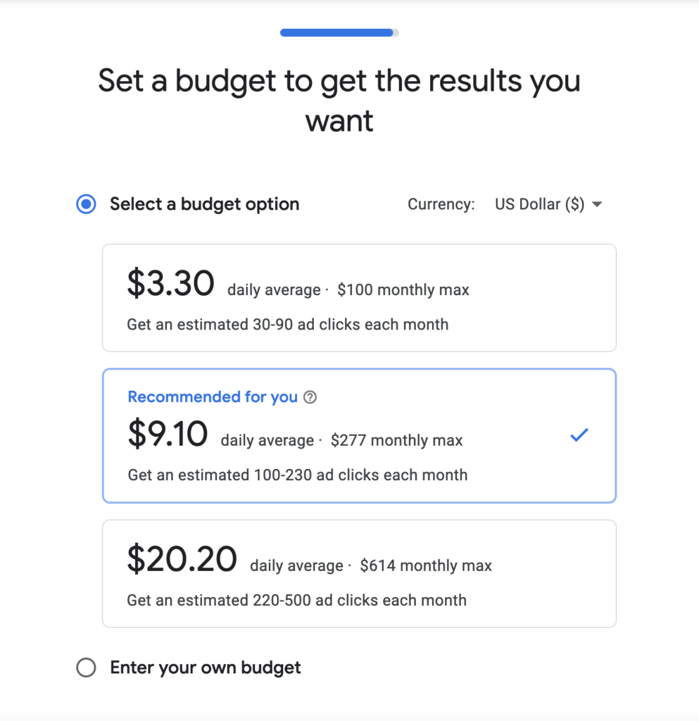 google ads - budget