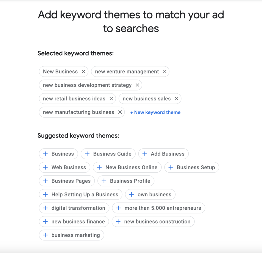suggested keywords - google ads checklist