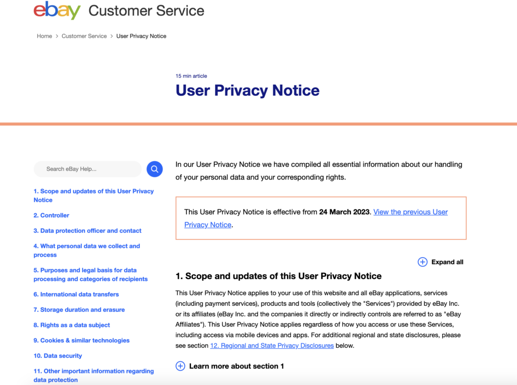 privacy policy for online store